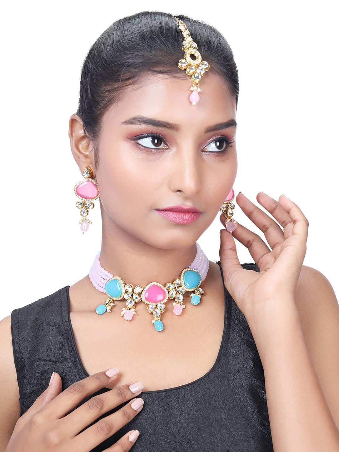Vibrant Kundan Choker Set - ASMITTA Jewellery