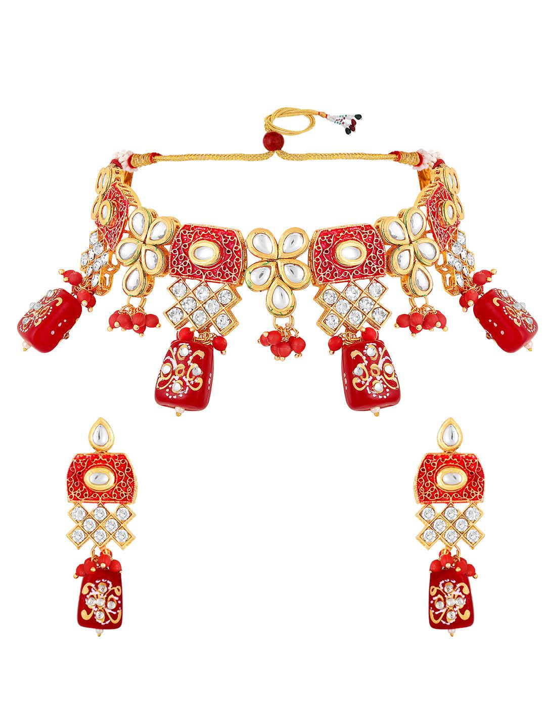 Vibrant Meenakari Choker Set - ASMITTA Jewellery