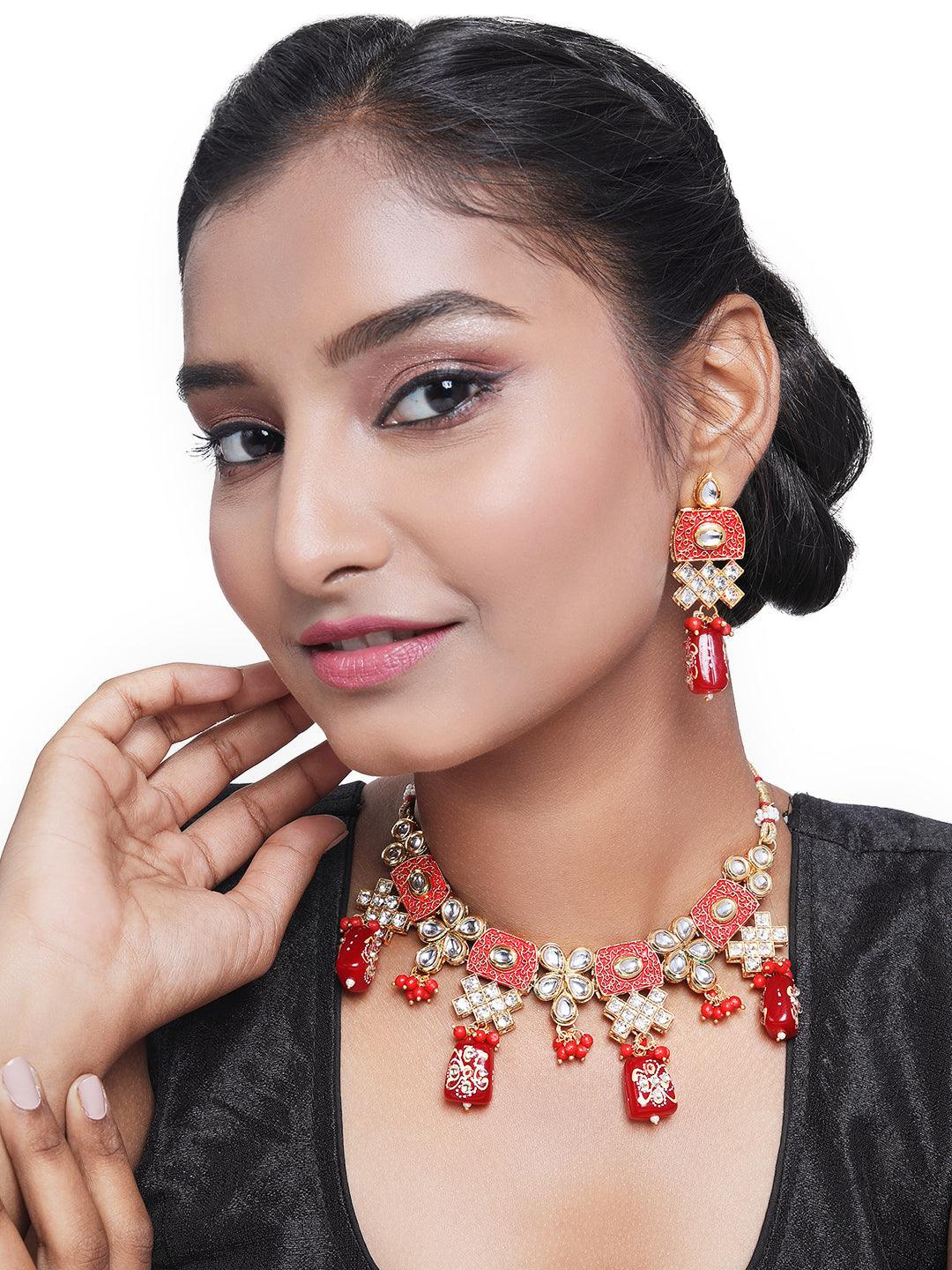 Vibrant Meenakari Choker Set - ASMITTA Jewellery