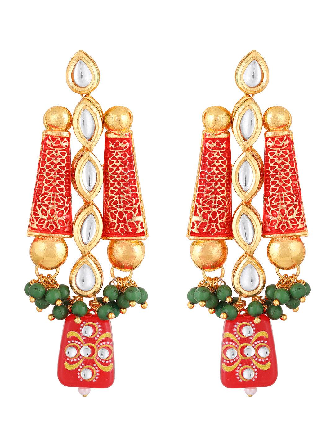 Gold Plated Kundan Studded Pearl Beaded Multicolor Ethnic Choker Jewellery Set - ASMITTA Jewellery