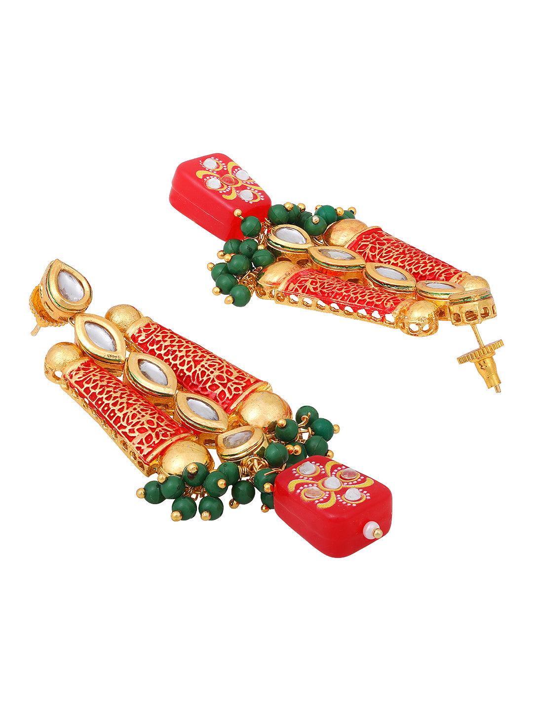 Gold Plated Kundan Studded Pearl Beaded Multicolor Ethnic Choker Jewellery Set - ASMITTA Jewellery