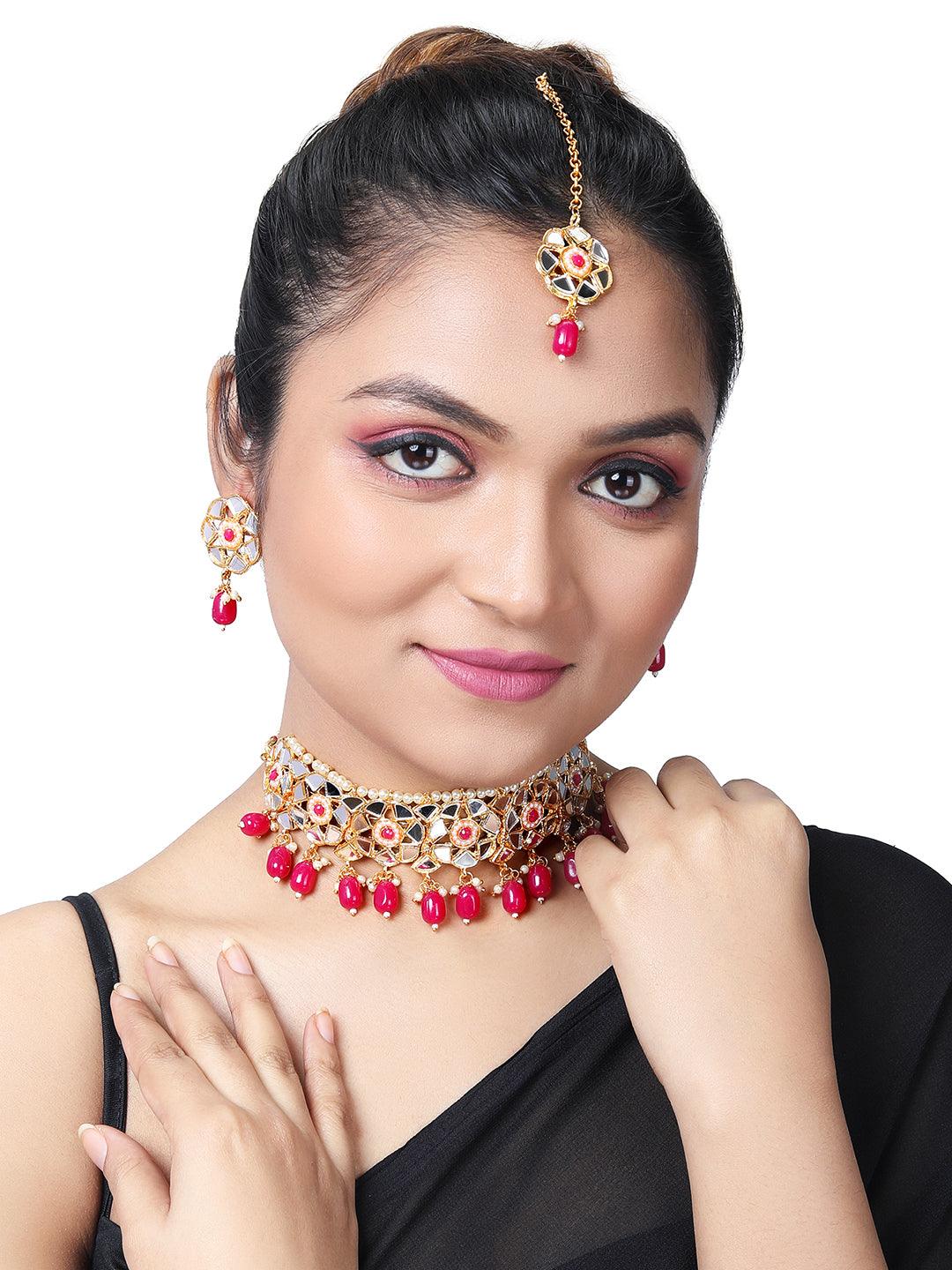 Reflective Elegance Choker Set - ASMITTA Jewellery