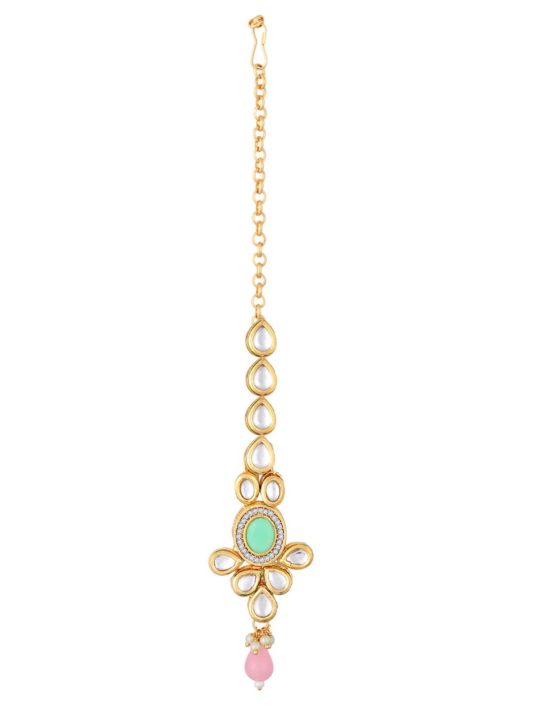 Gold Plated Kundan Studded Multicolor Ethnic Choker Jewellery Set - ASMITTA Jewellery