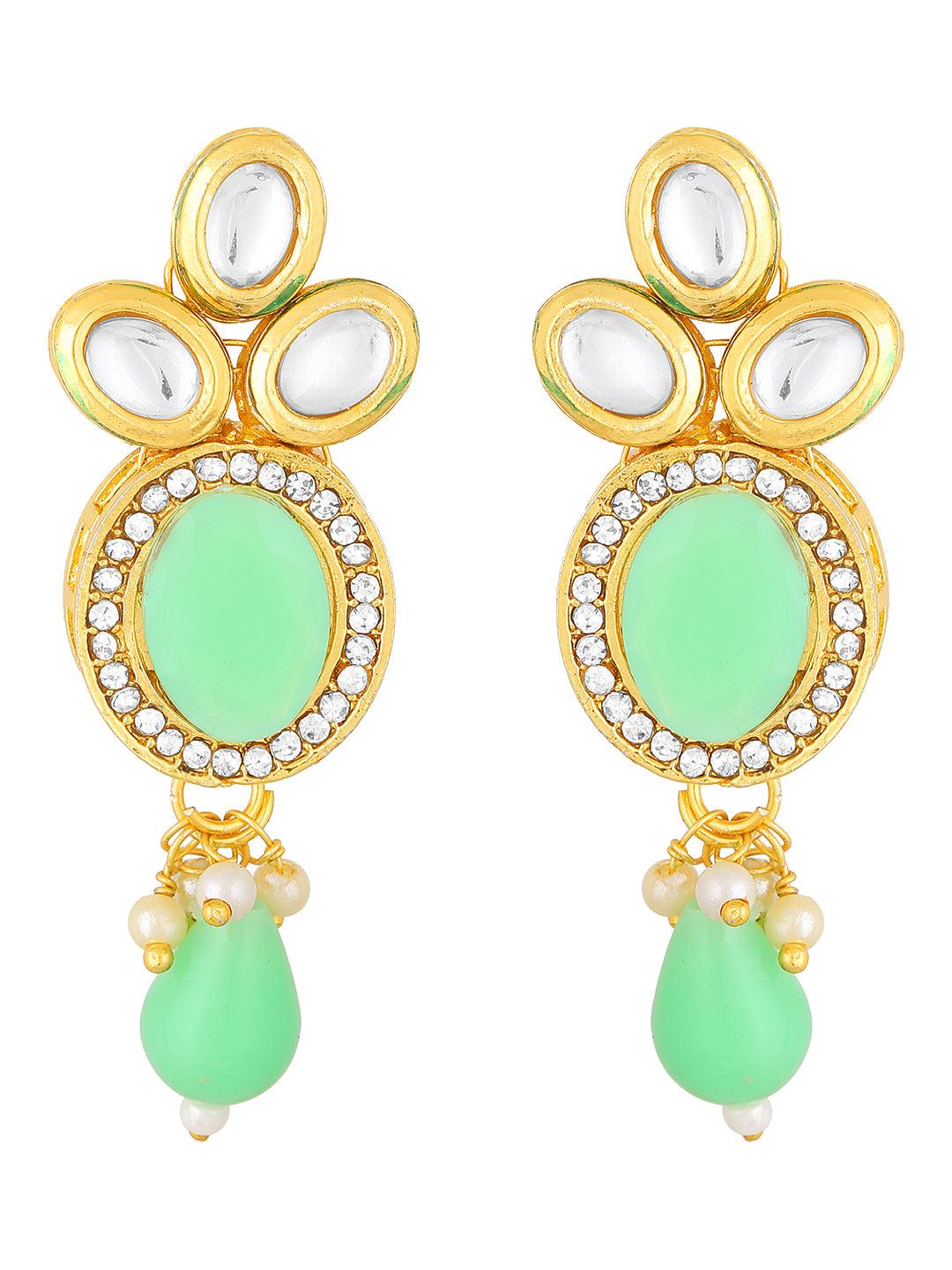 Gold Plated Kundan Studded Pearl Beaded Ethnic Choker Jewellery Set - ASMITTA Jewellery