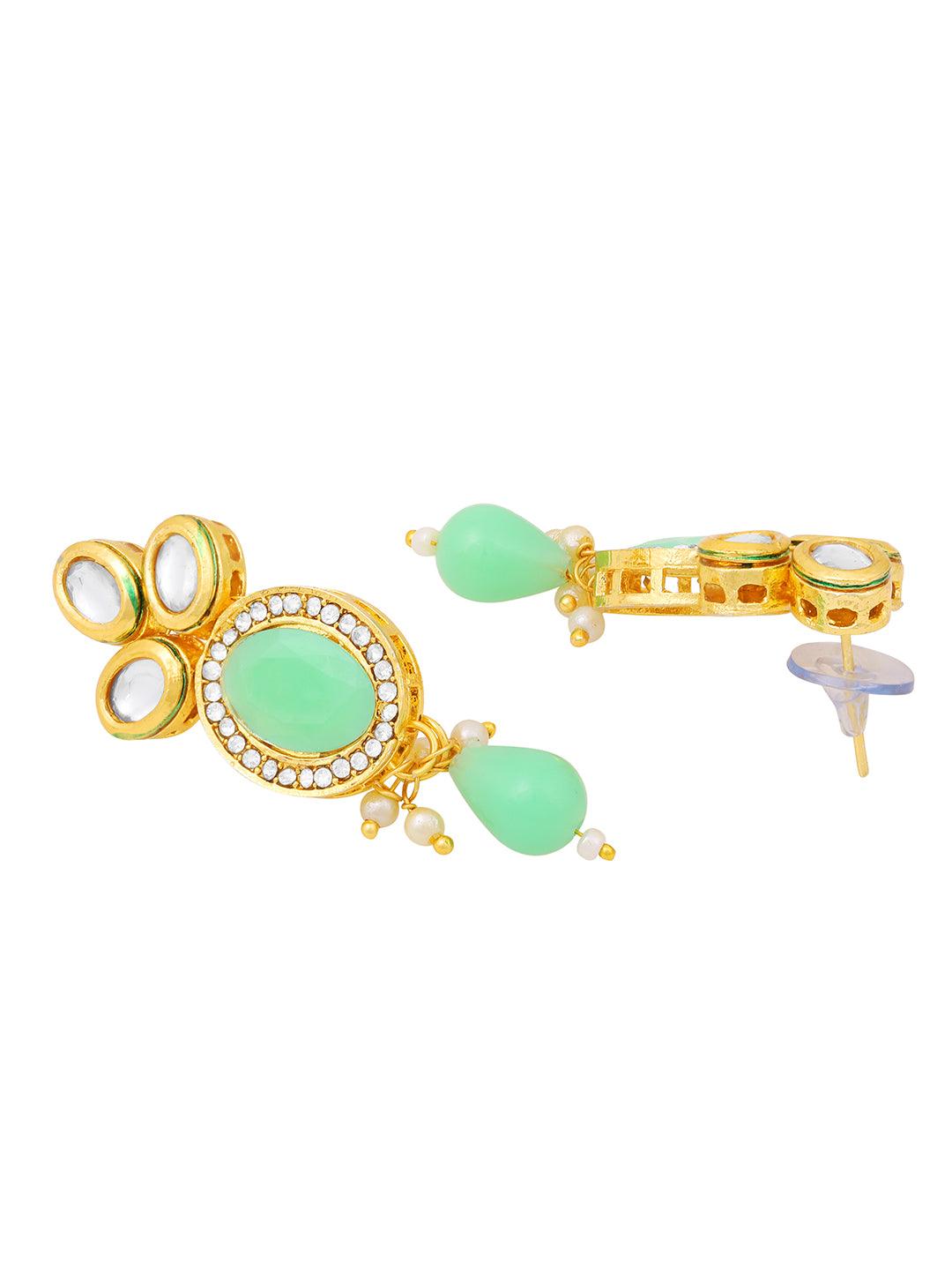 Gold Plated Kundan Studded Pearl Beaded Ethnic Choker Jewellery Set - ASMITTA Jewellery