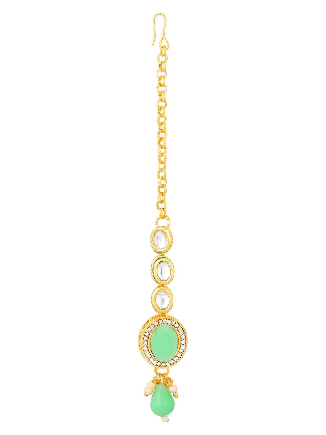 Gold Plated Kundan Studded Pearl Beaded Ethnic Choker Jewellery Set - ASMITTA Jewellery