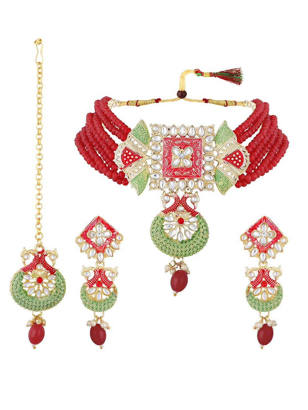 Gold Plated Multicolor Pearl Choker Set - ASMITTA Jewellery