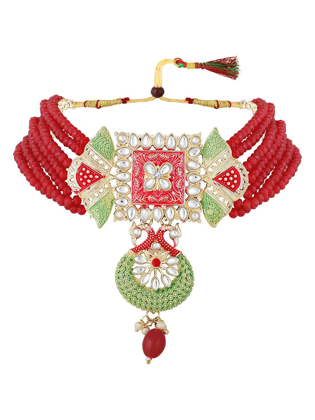 Gold Plated Multicolor Pearl Choker Set - ASMITTA Jewellery