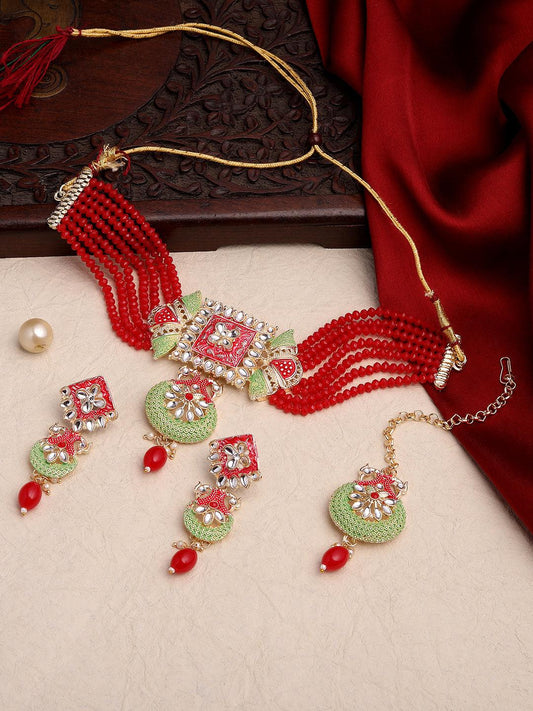Gold Plated Multicolor Pearl Choker Set - ASMITTA Jewellery