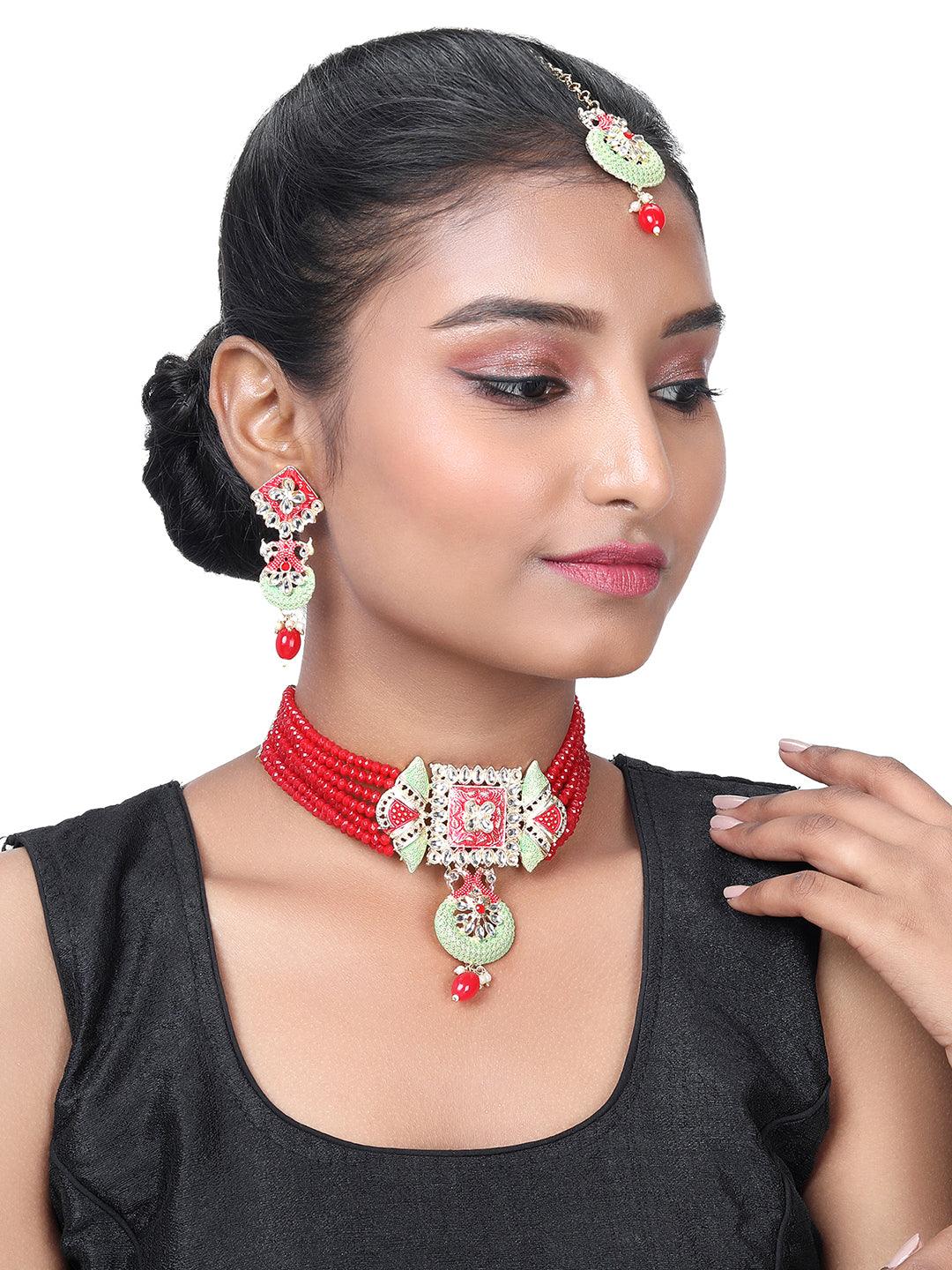 Gold Plated Multicolor Pearl Choker Set - ASMITTA Jewellery