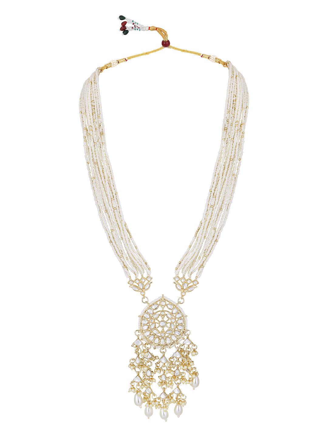 Gold Plated Regal Pearl Long Necklace Set - ASMITTA Jewellery