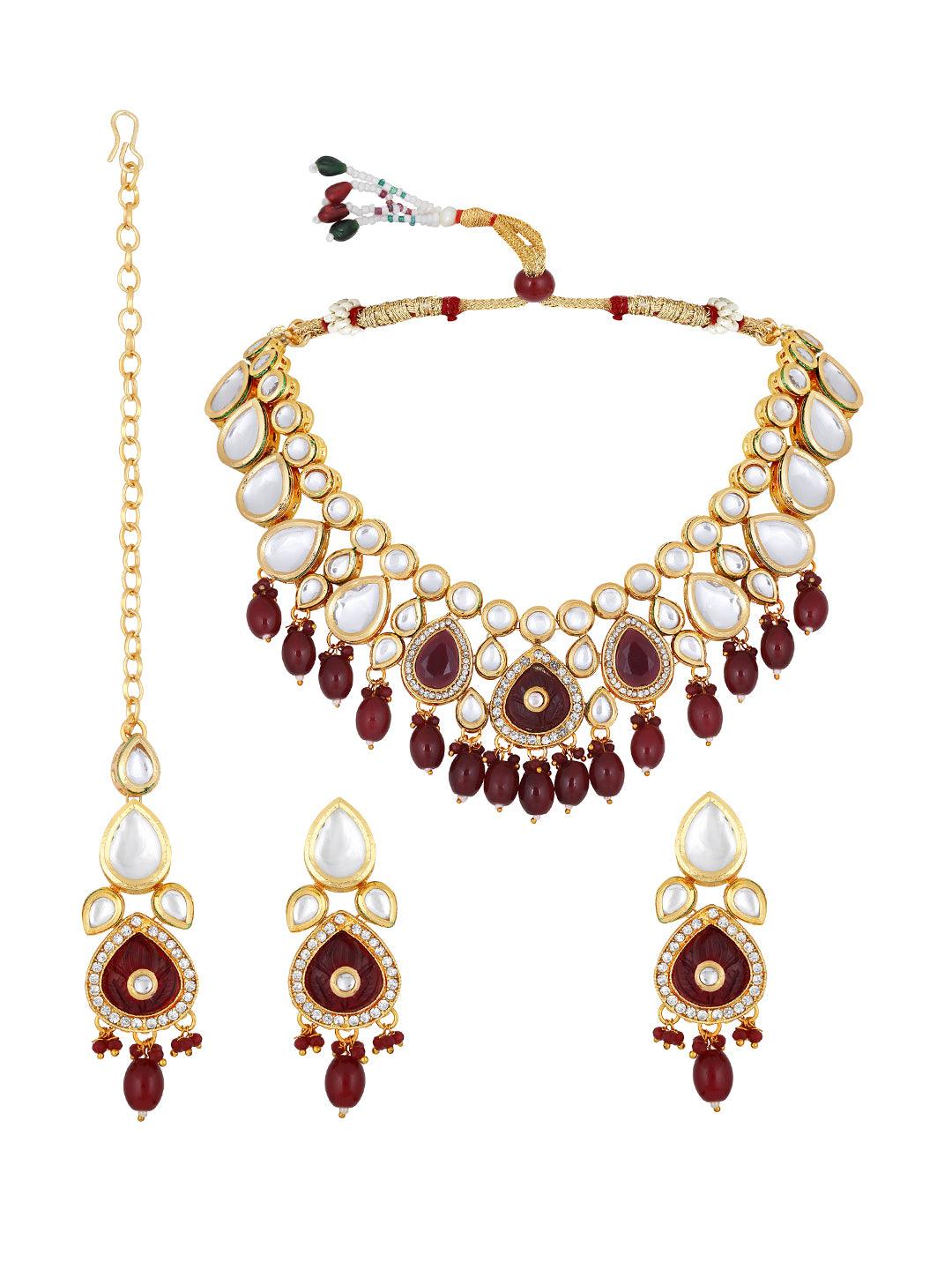 Radiant Ruby Kundan Choker Set - ASMITTA Jewellery