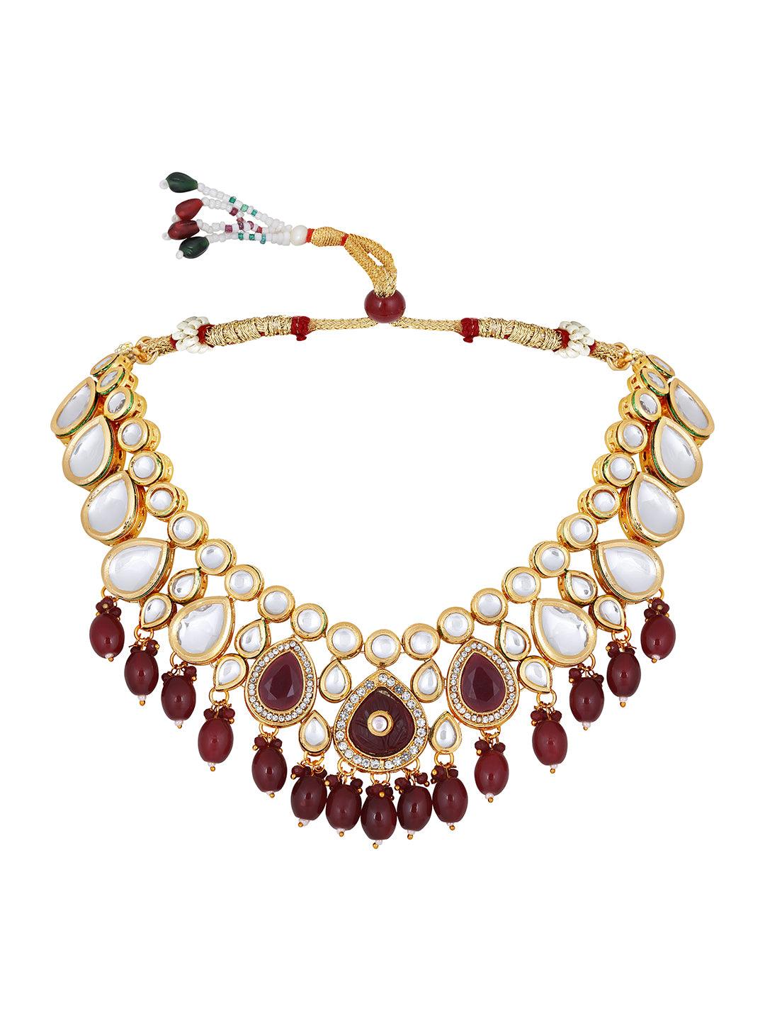Radiant Ruby Kundan Choker Set - ASMITTA Jewellery