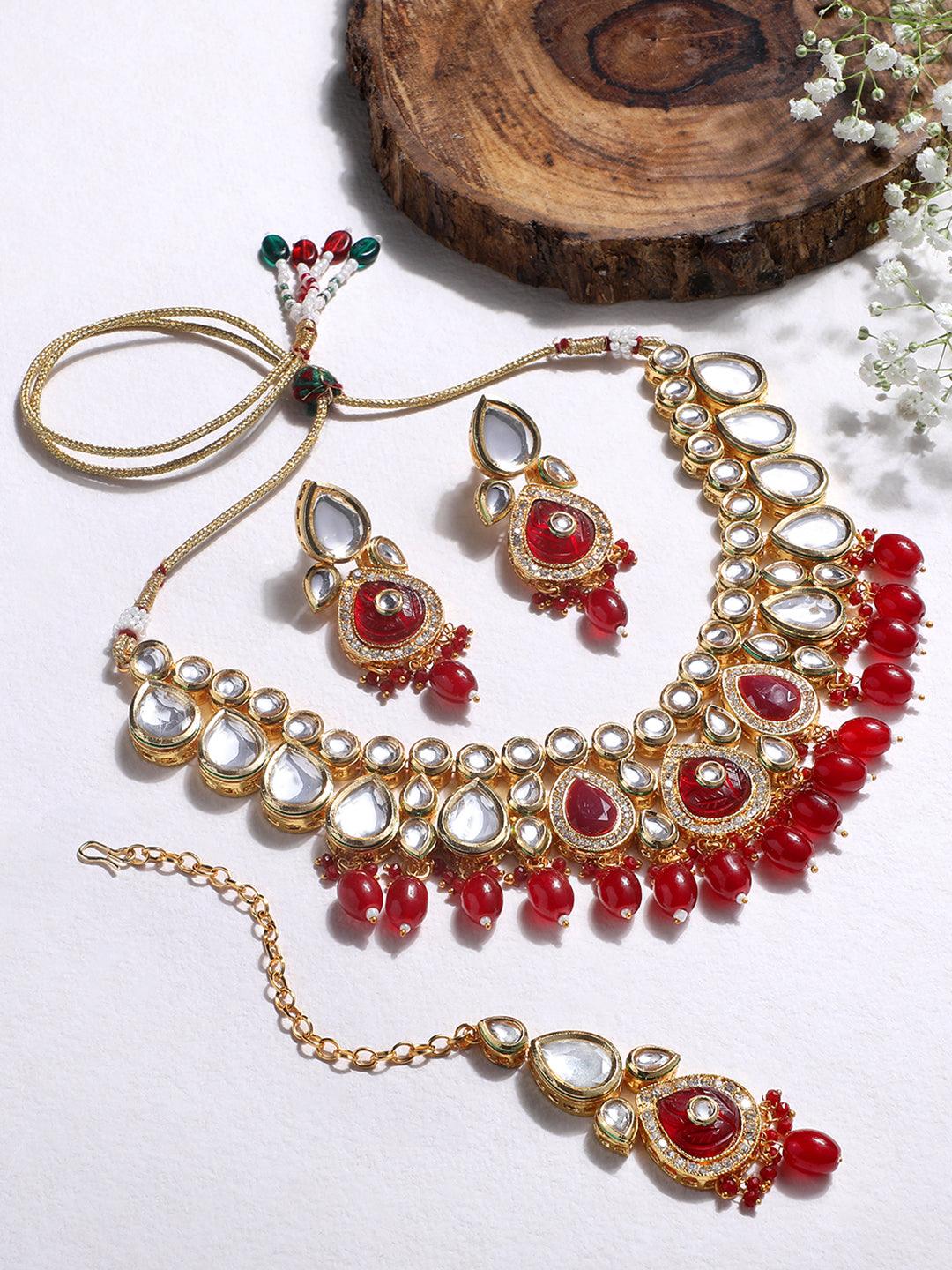 Radiant Ruby Kundan Choker Set - ASMITTA Jewellery