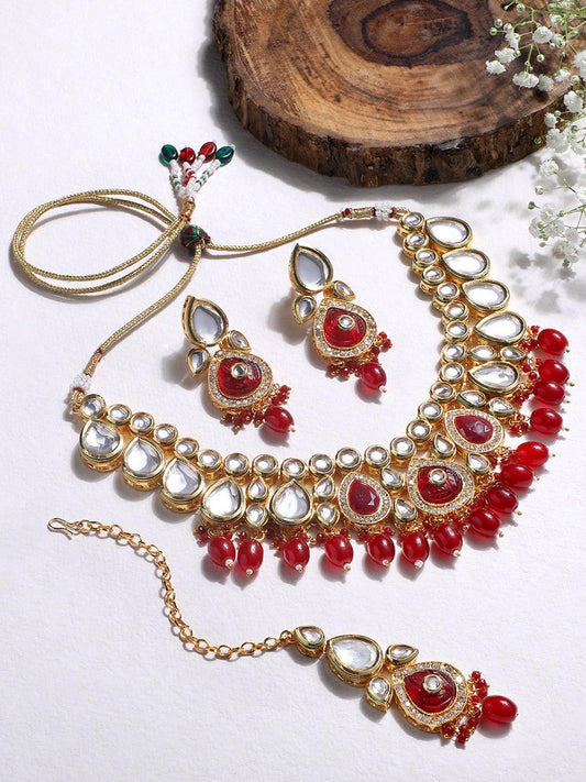 Radiant Ruby Kundan Choker Set - ASMITTA Jewellery