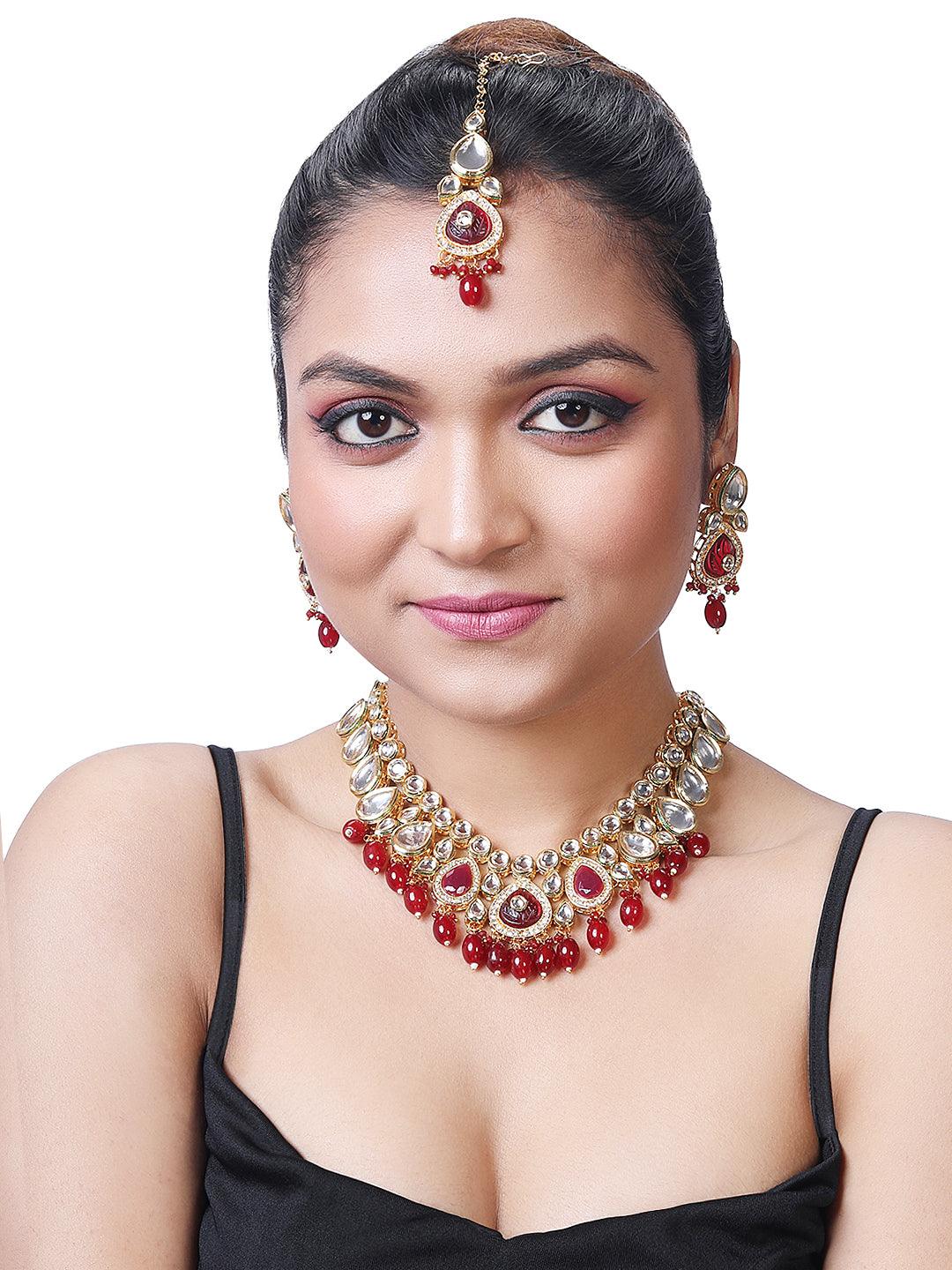 Radiant Ruby Kundan Choker Set - ASMITTA Jewellery