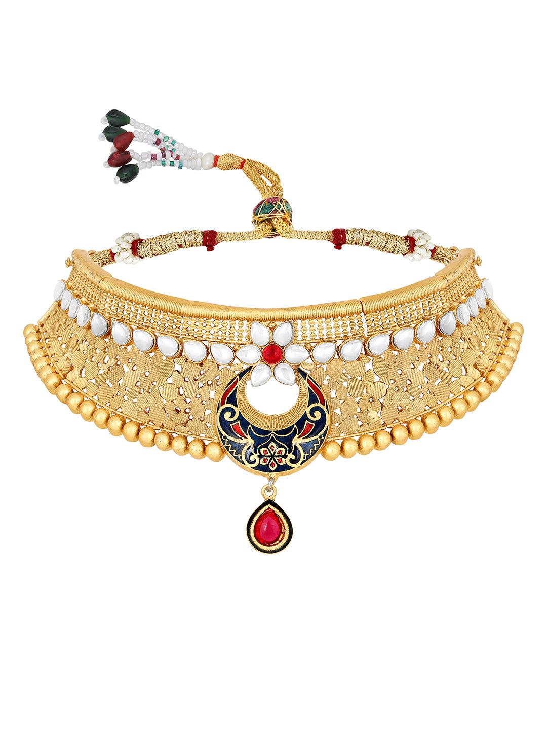 Elegant Meenakari Pearl Choker Set - ASMITTA Jewellery