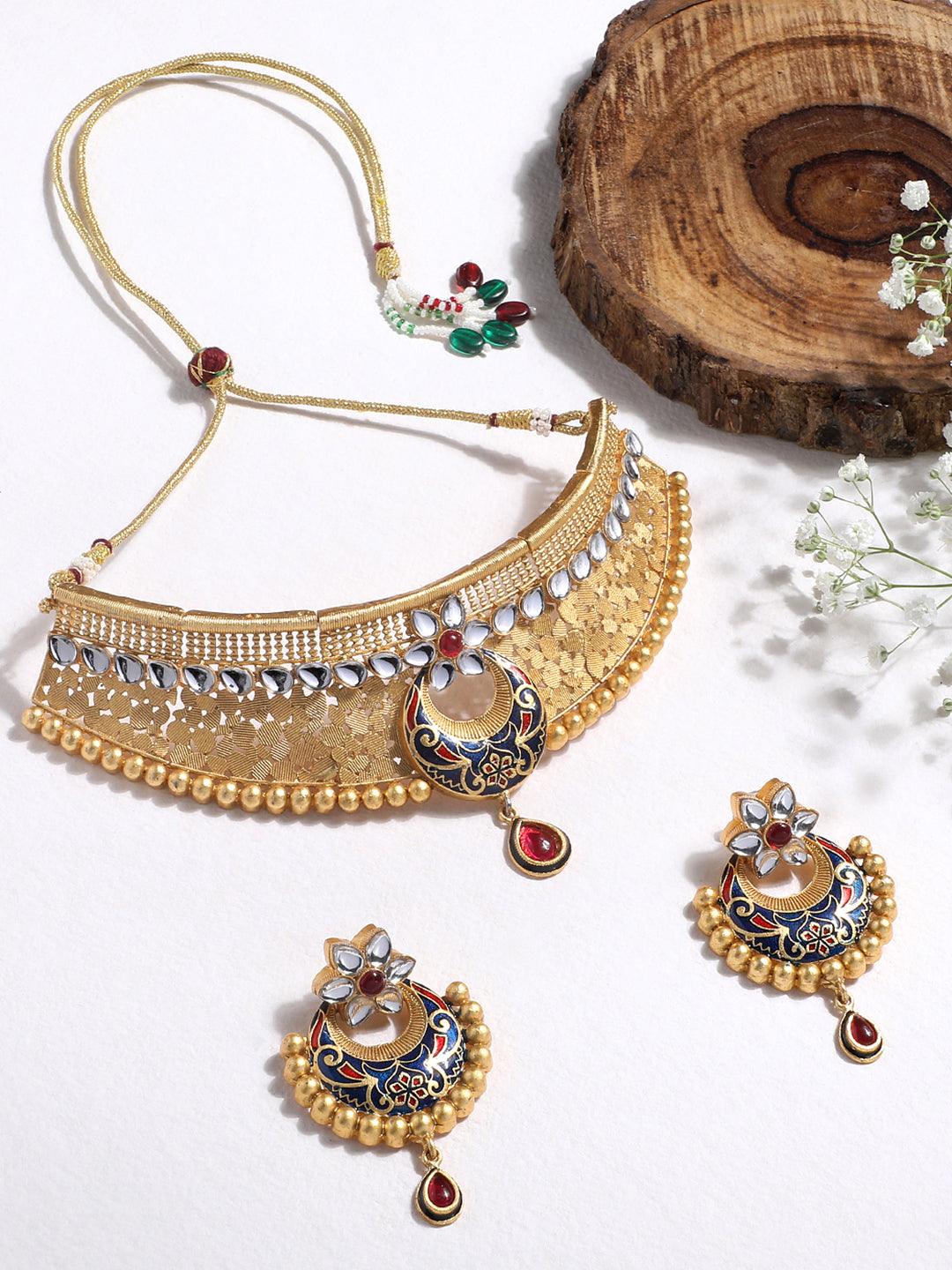 Elegant Meenakari Pearl Choker Set - ASMITTA Jewellery