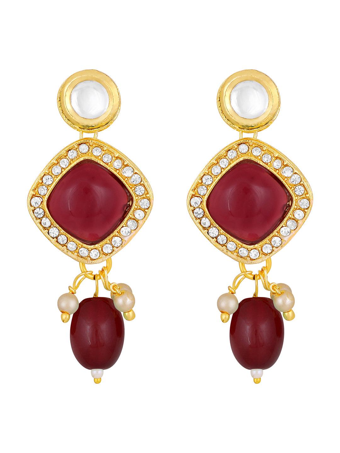 Regal Maroon Pearl Kundan Set - ASMITTA Jewellery