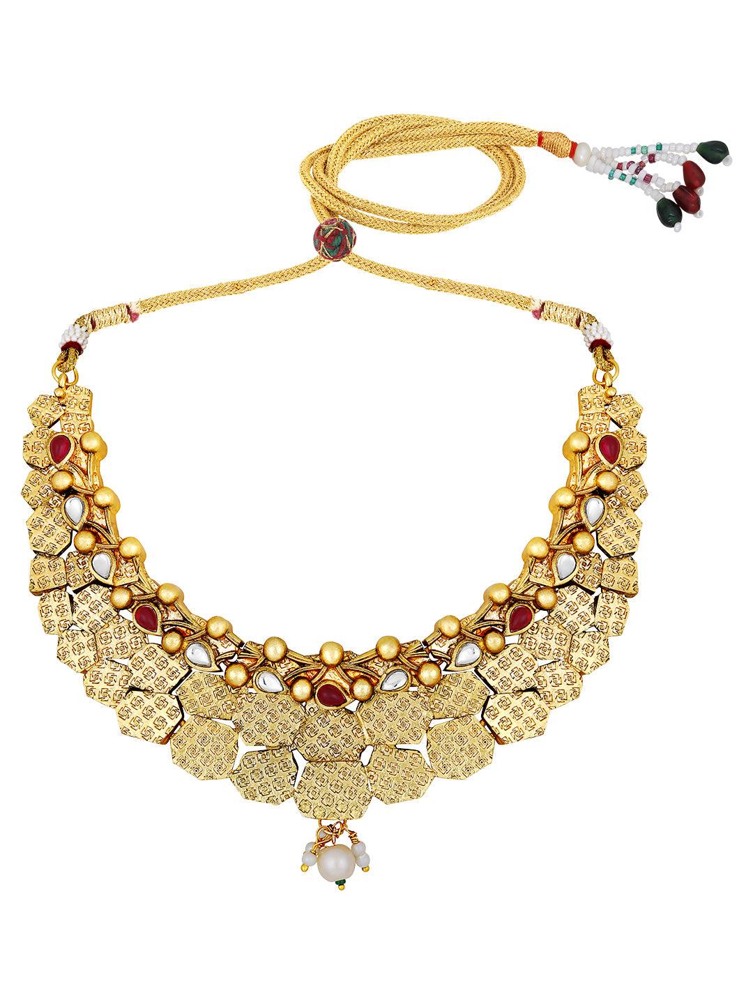 Gold Plated Ethnic Grace Choker Set - ASMITTA Jewellery