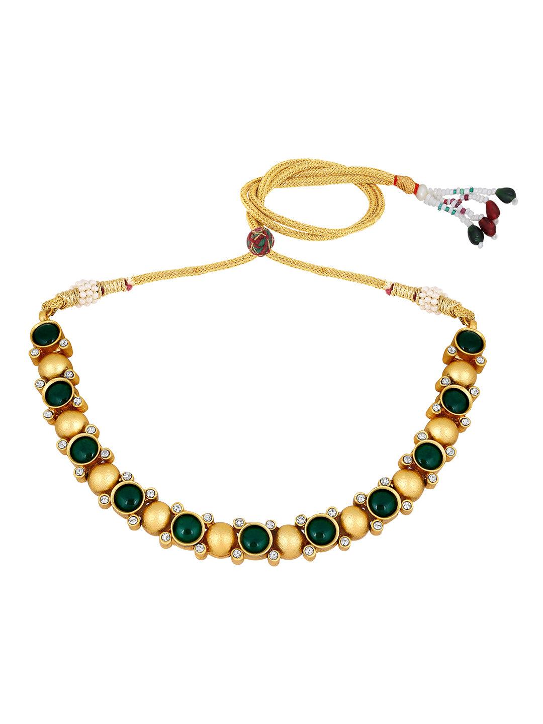 Gold Plated Artificial Stone Studded Ethnic Choker Jewellery Set - ASMITTA Jewellery