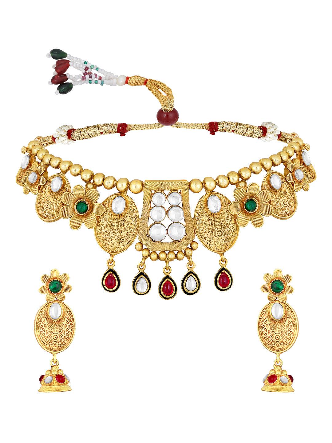Gold Plated Artificial Stone Studded - ASMITTA Jewellery