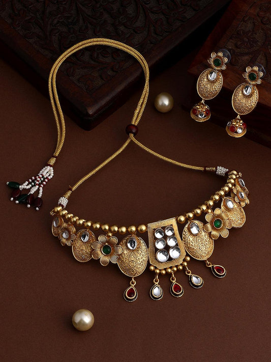 Gold Plated Artificial Stone Studded - ASMITTA Jewellery