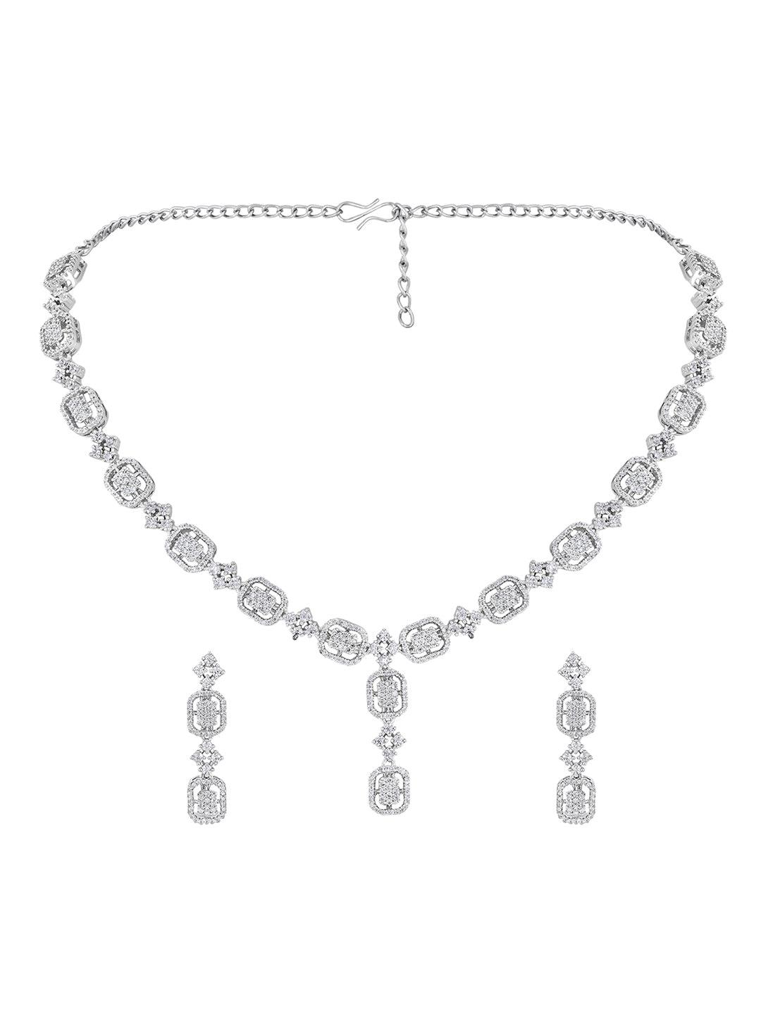 Radiant White CZ Silver Toned Jewellery Set - ASMITTA Jewellery