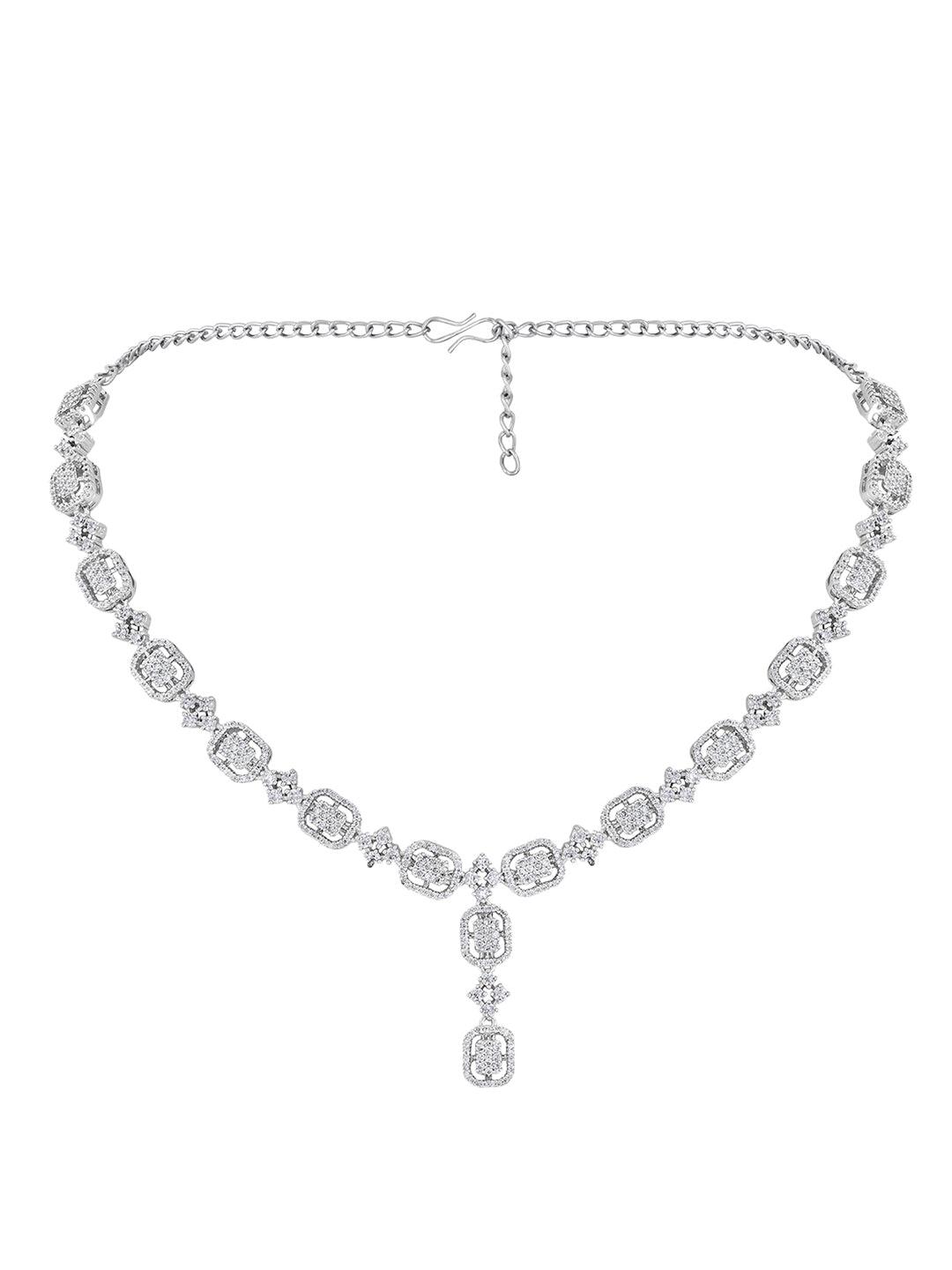 Radiant White CZ Silver Toned Jewellery Set - ASMITTA Jewellery