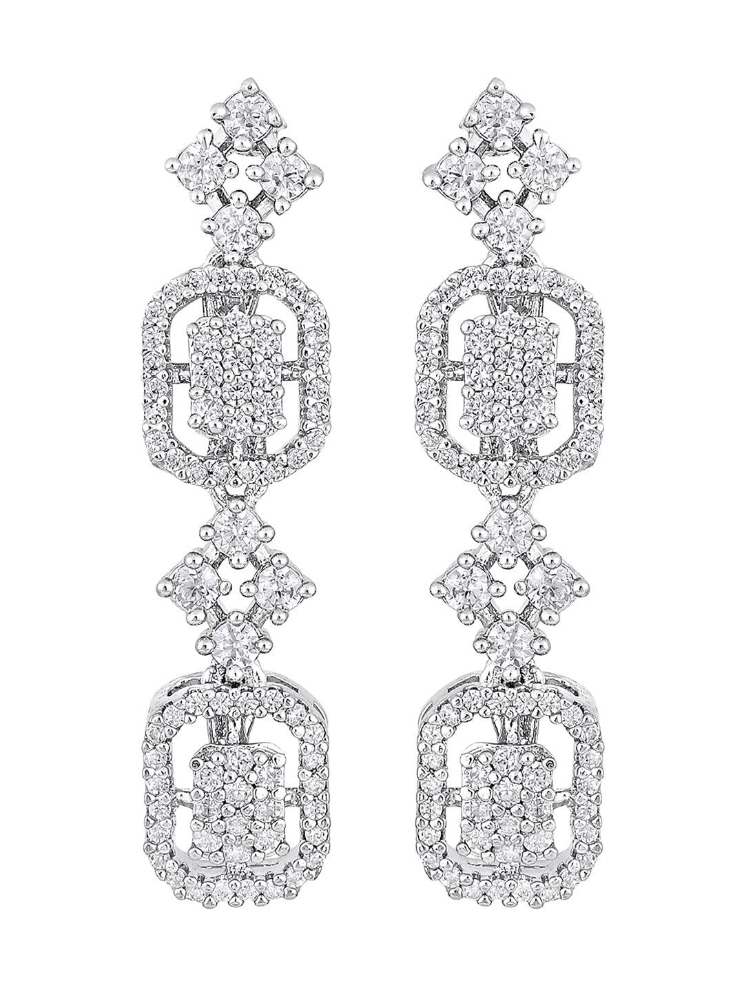 Radiant White CZ Silver Toned Jewellery Set - ASMITTA Jewellery