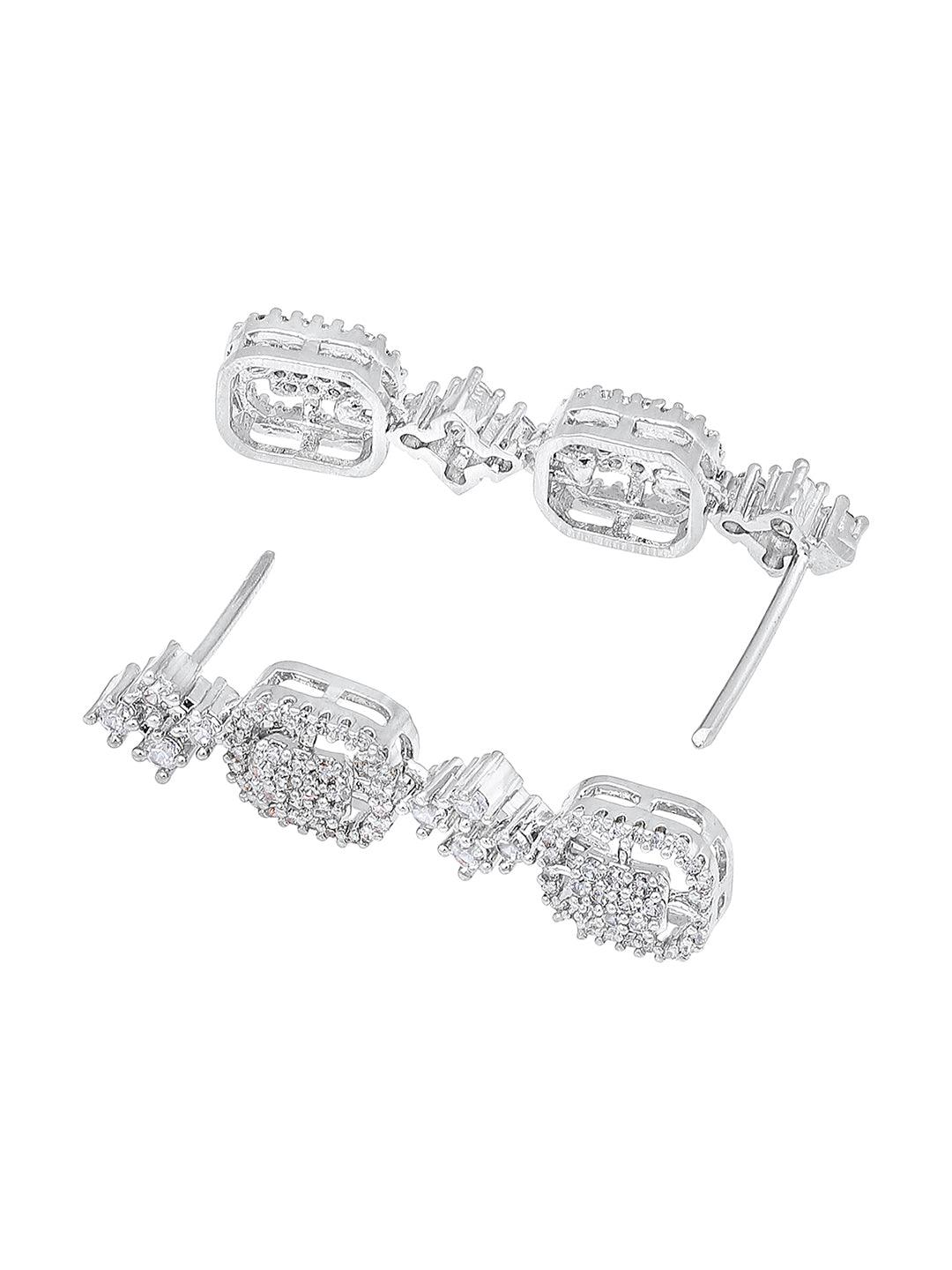 Radiant White CZ Silver Toned Jewellery Set - ASMITTA Jewellery