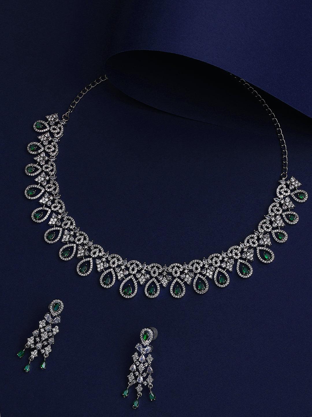 Emerald Elegance CZ Set - ASMITTA Jewellery
