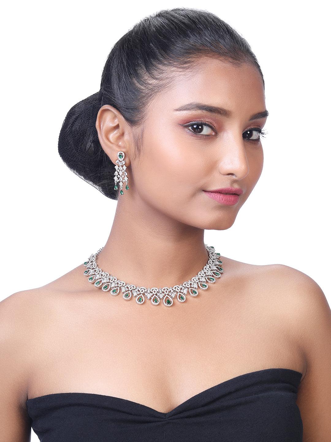 Emerald Elegance CZ Set - ASMITTA Jewellery