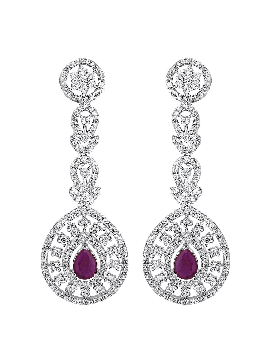 Chic Blush Elegance: Rhodium-Plated White & Pink CZ Jewellery Set - ASMITTA Jewellery