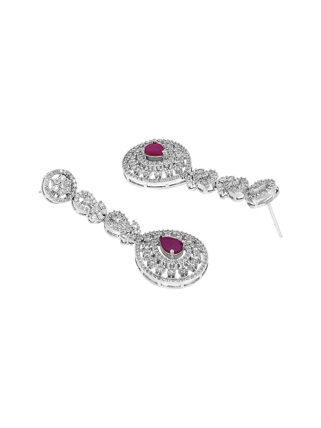 Chic Blush Elegance: Rhodium-Plated White & Pink CZ Jewellery Set - ASMITTA Jewellery