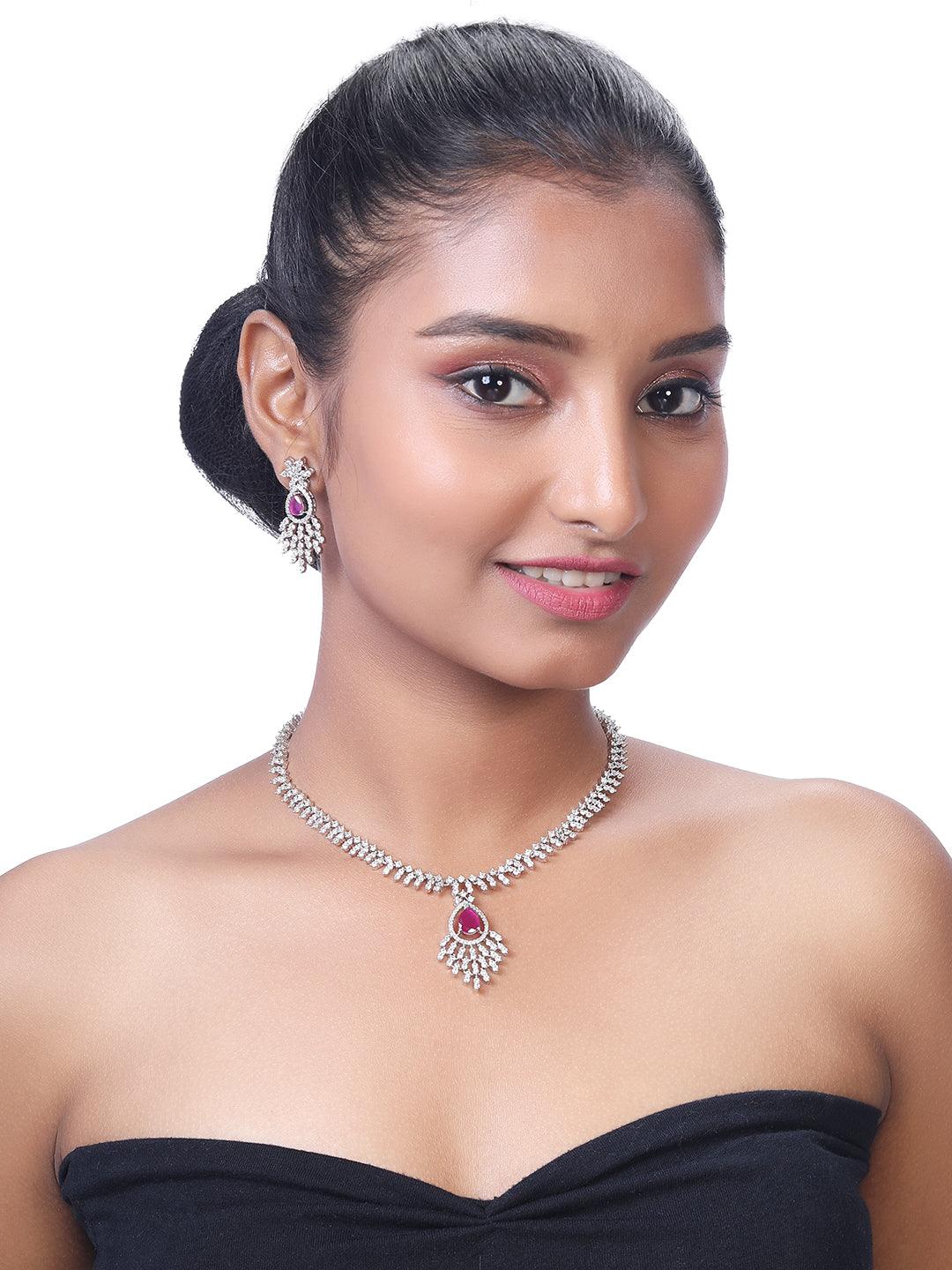 Pink & White Elegance: CZ Stone Choker Set - ASMITTA Jewellery