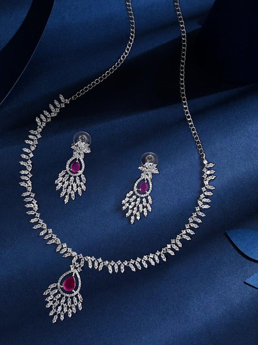 Pink & White Elegance: CZ Stone Choker Set - ASMITTA Jewellery