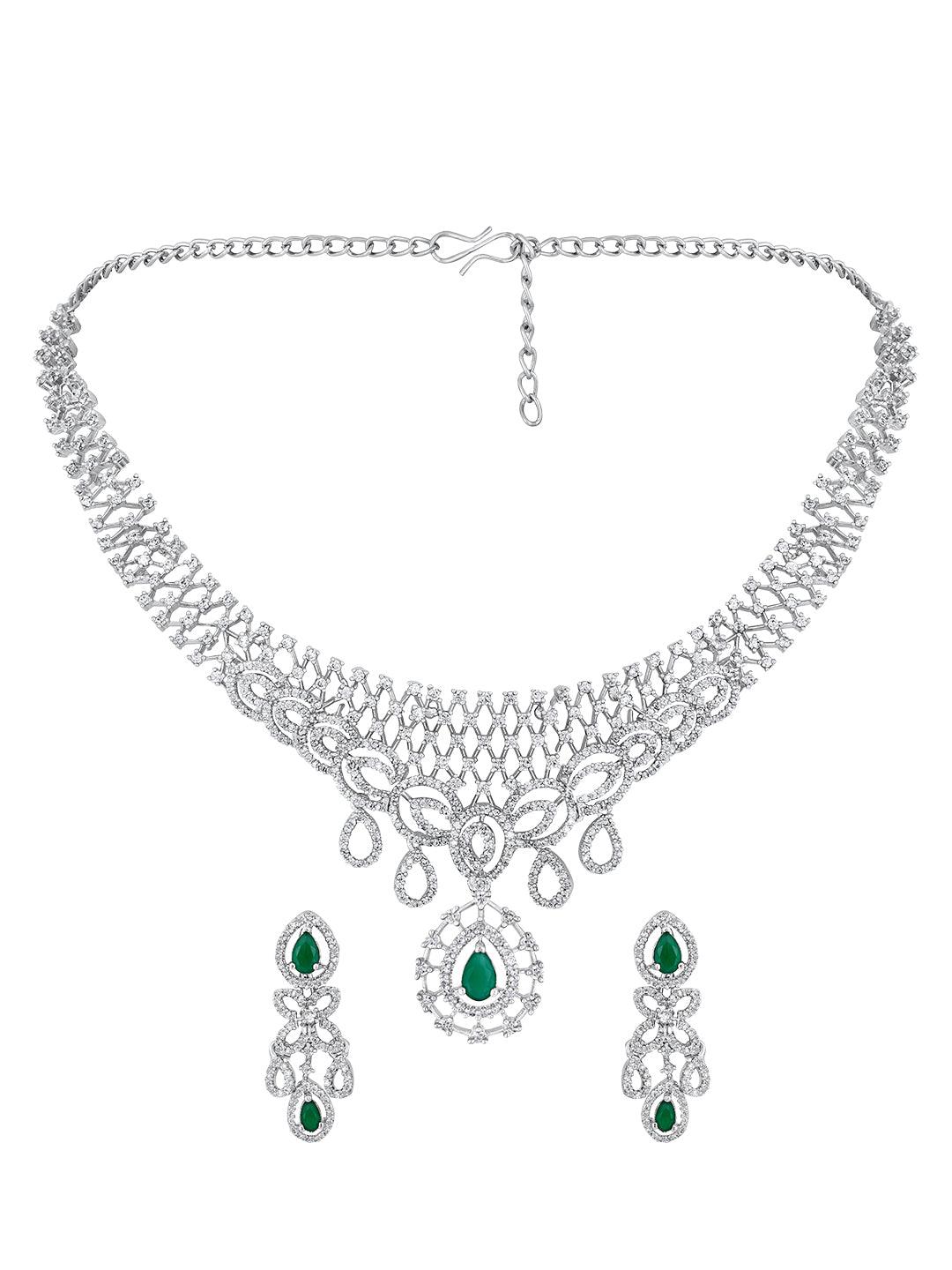 Emerald Elegance CZ Jewellery Set - ASMITTA Jewellery