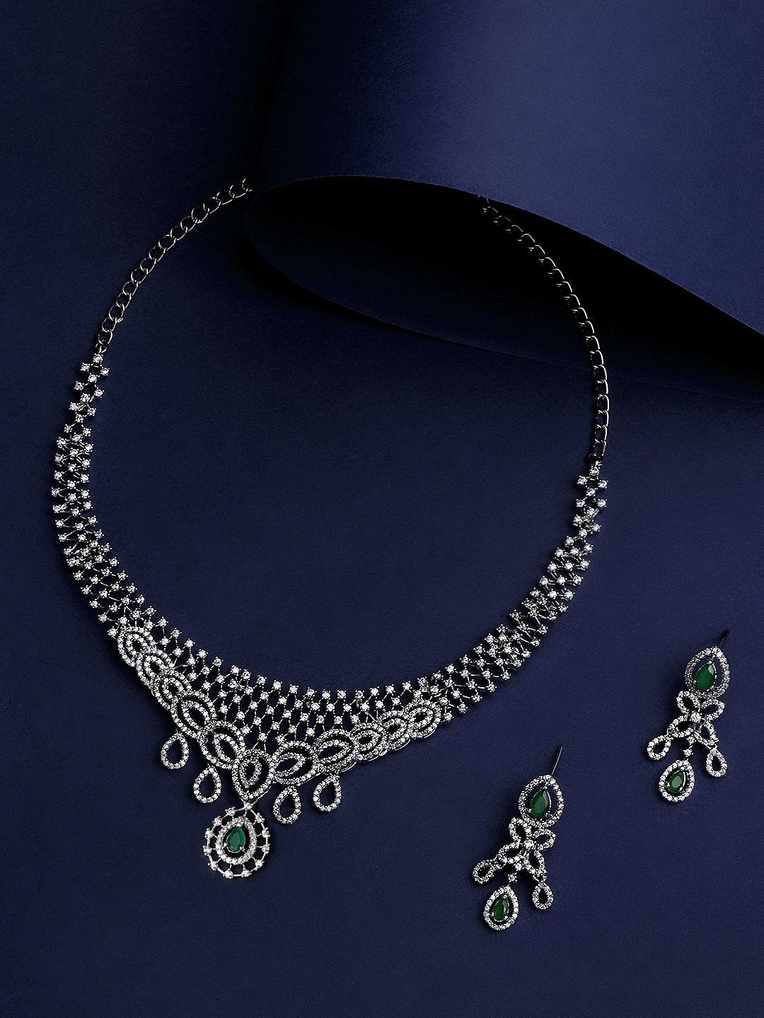 Emerald Elegance CZ Jewellery Set - ASMITTA Jewellery