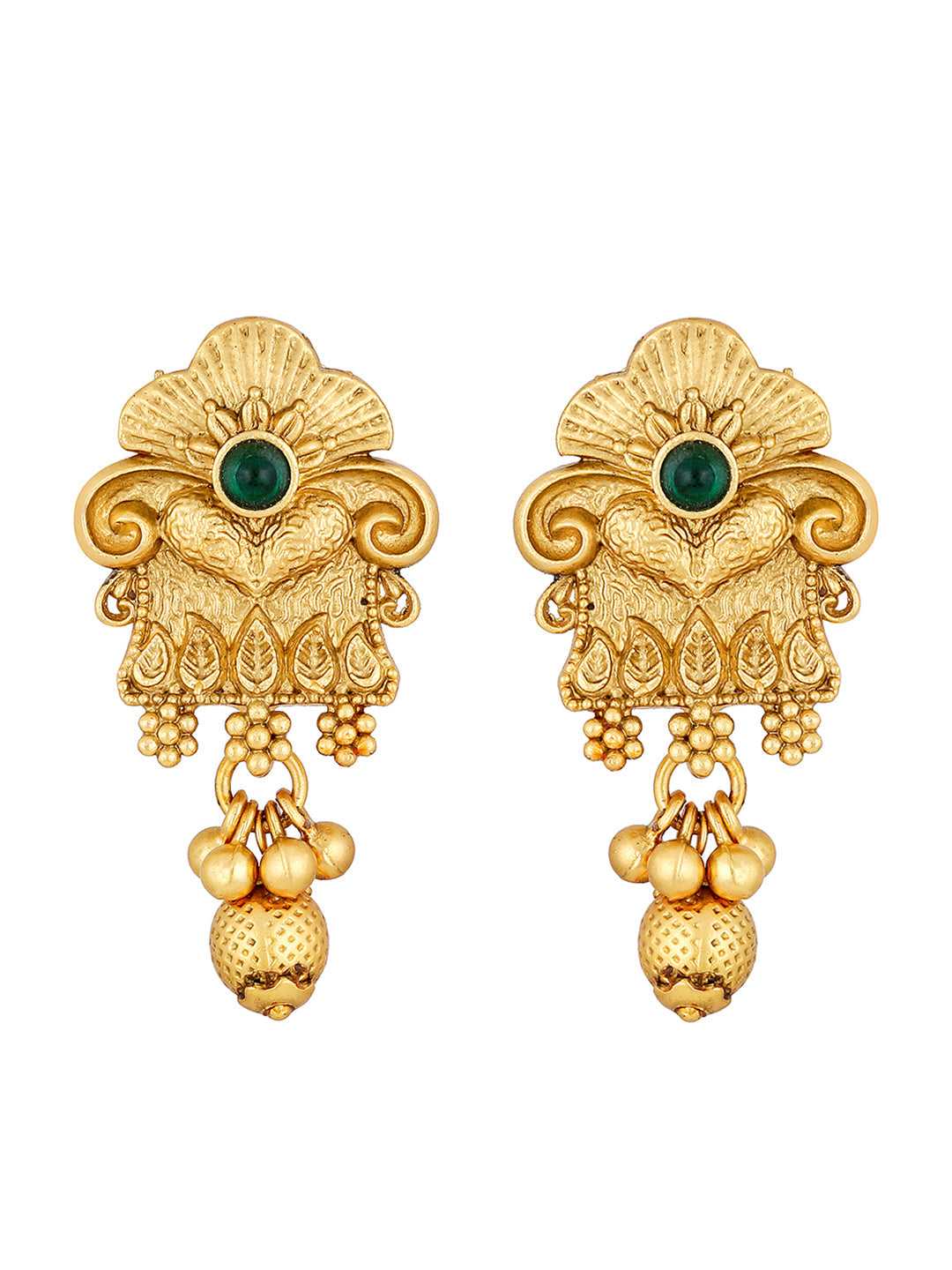 Gold-Plated Multicolor Pearl Drop Earring With Necklace Set