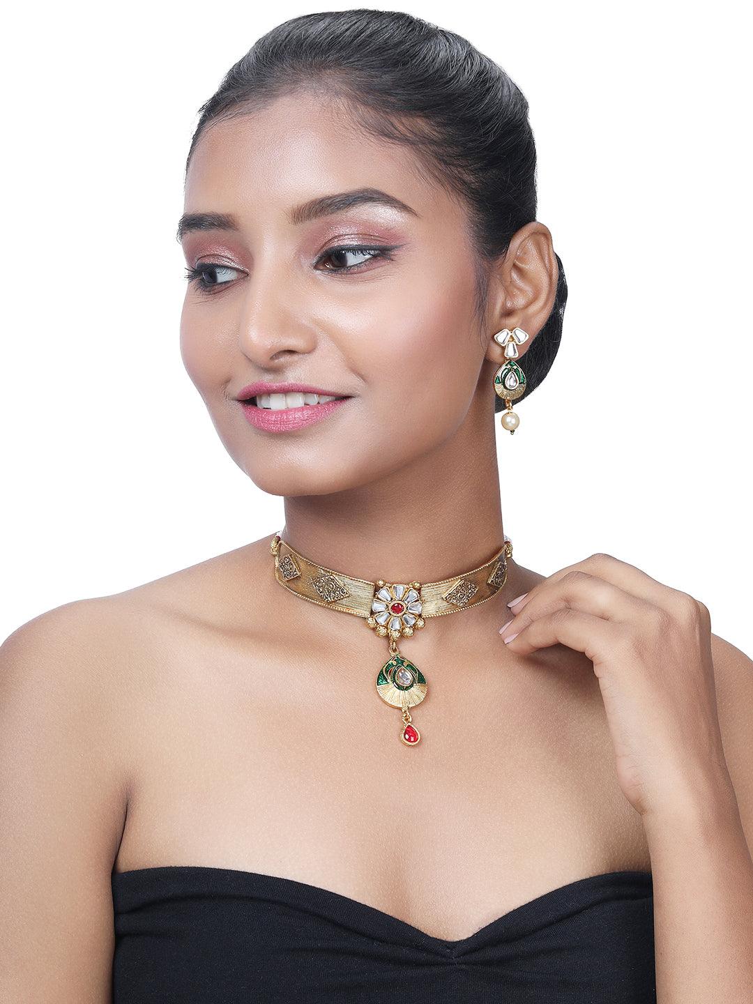 Elegant Meenakari Choker Set - ASMITTA Jewellery