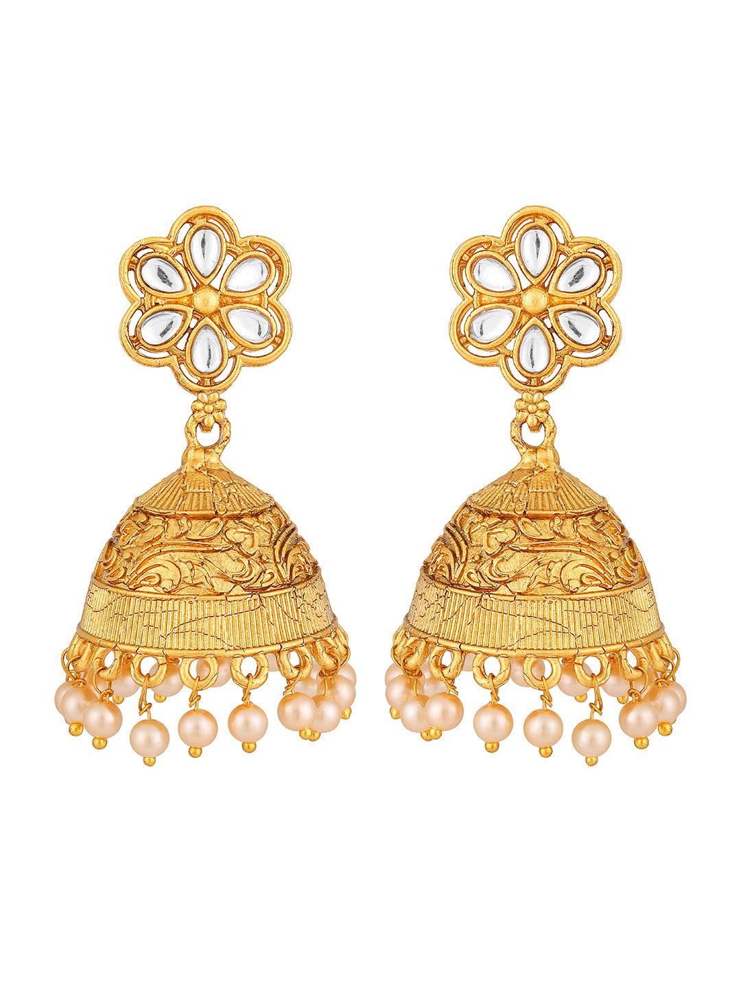 Gilded Elegance: Long Pearl Beaded Ethnic Jewellery Set - ASMITTA Jewellery