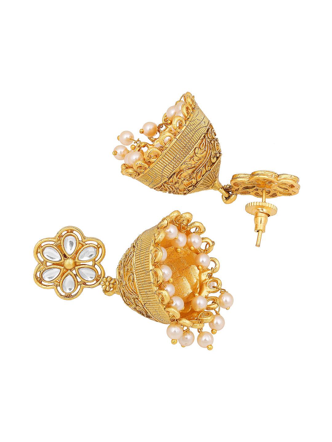 Gilded Elegance: Long Pearl Beaded Ethnic Jewellery Set - ASMITTA Jewellery