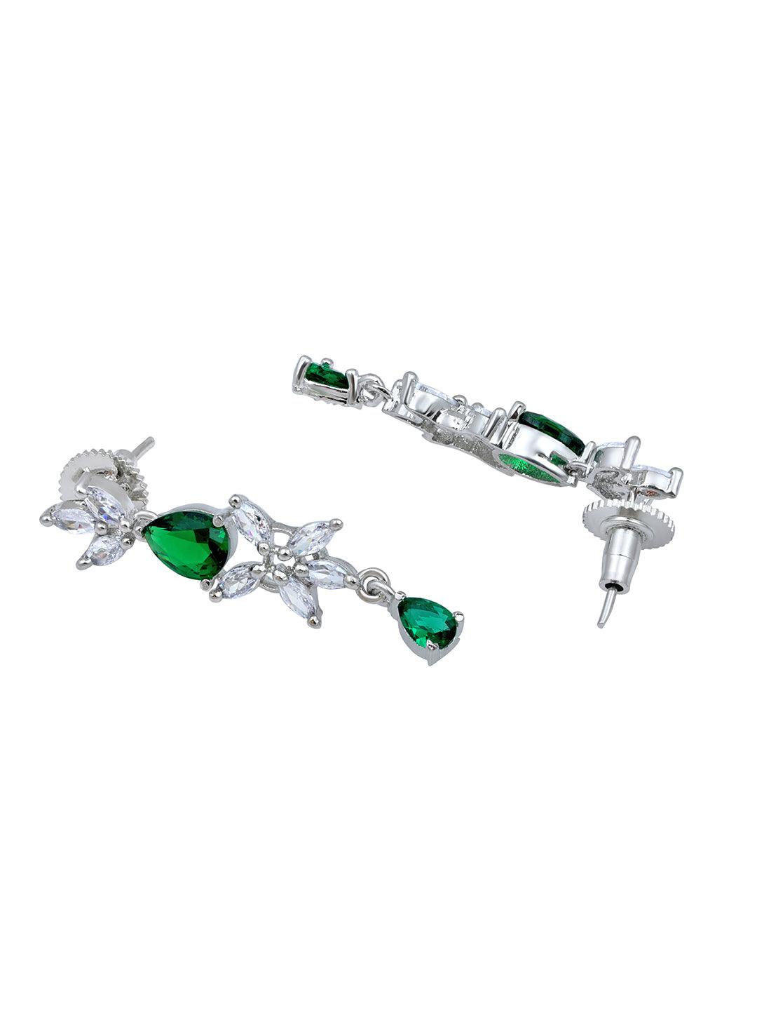 Emerald Elegance: Rhodium-Plated Choker & Earring Set - ASMITTA Jewellery