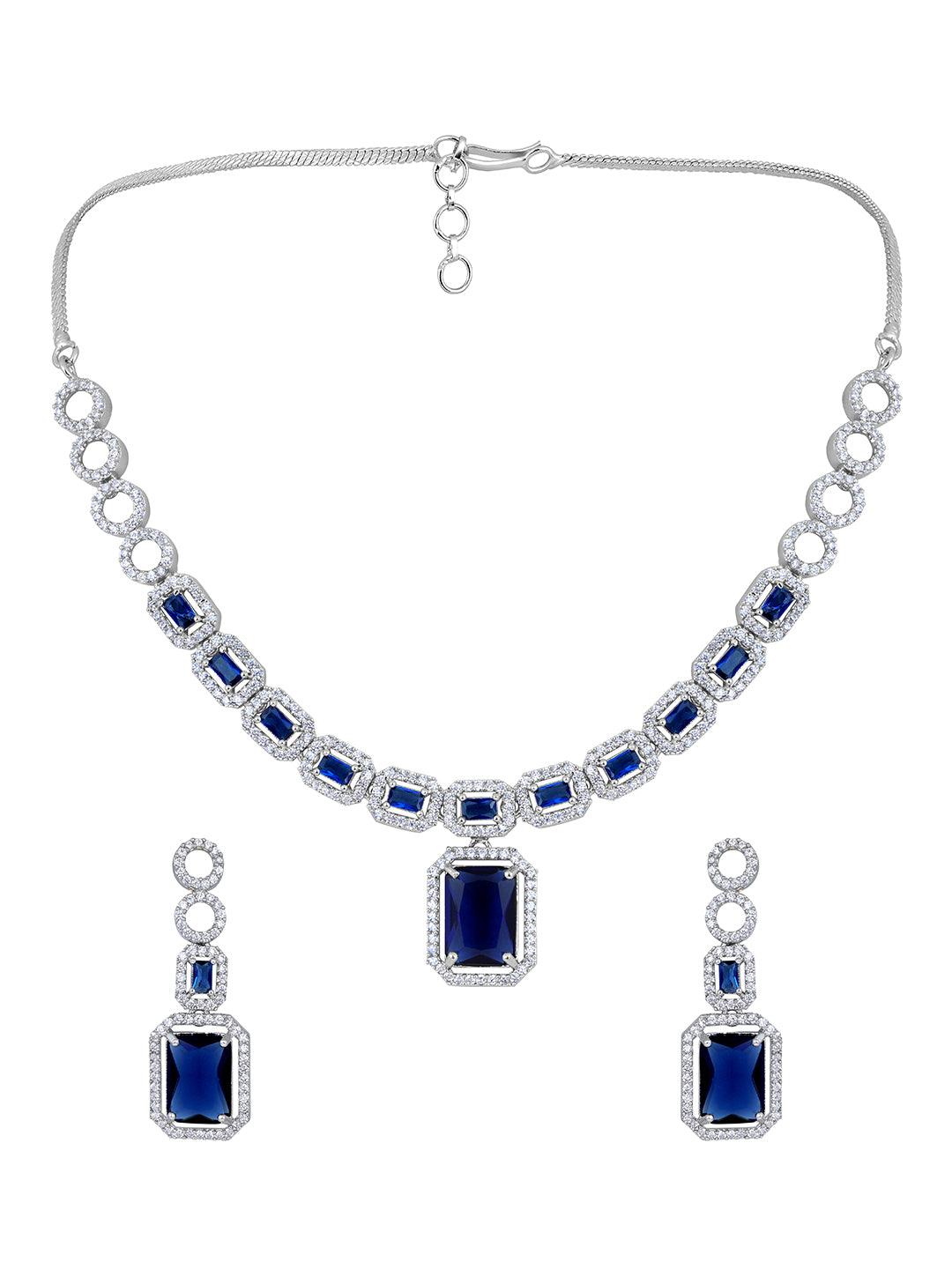 Oceanic Elegance: Rhodium-Plated Choker & Earring Set - ASMITTA Jewellery