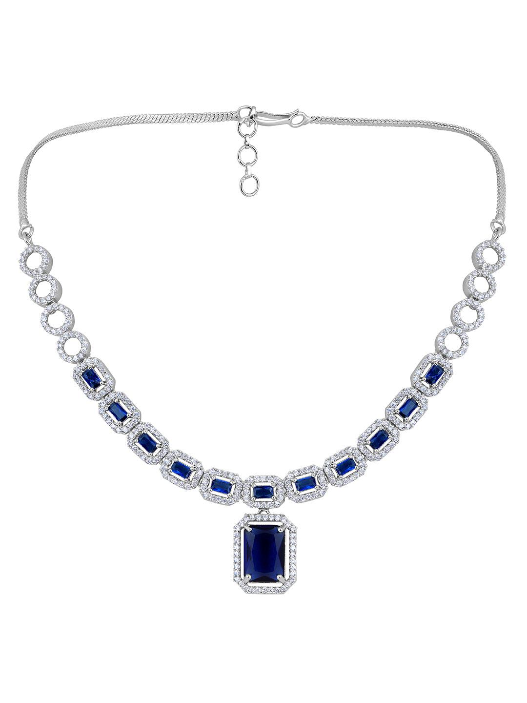 Oceanic Elegance: Rhodium-Plated Choker & Earring Set - ASMITTA Jewellery