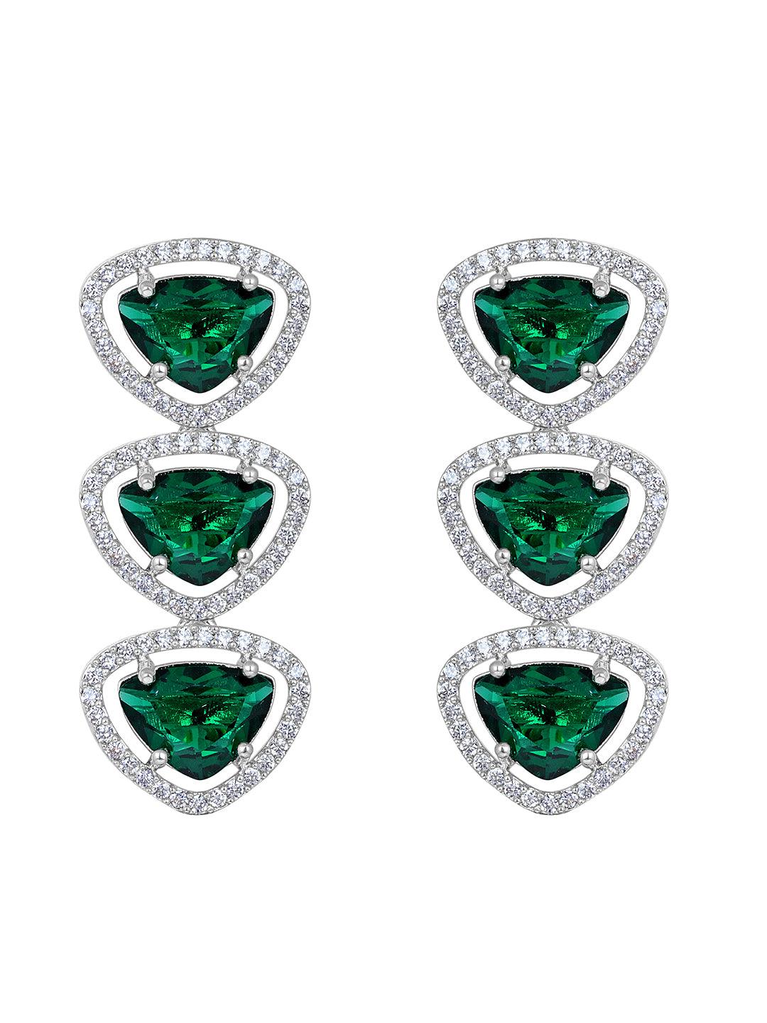 Verdant Bliss: Rhodium-Plated Choker & Earring Set - ASMITTA Jewellery