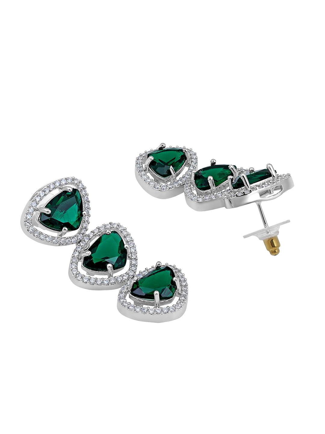 Verdant Bliss: Rhodium-Plated Choker & Earring Set - ASMITTA Jewellery