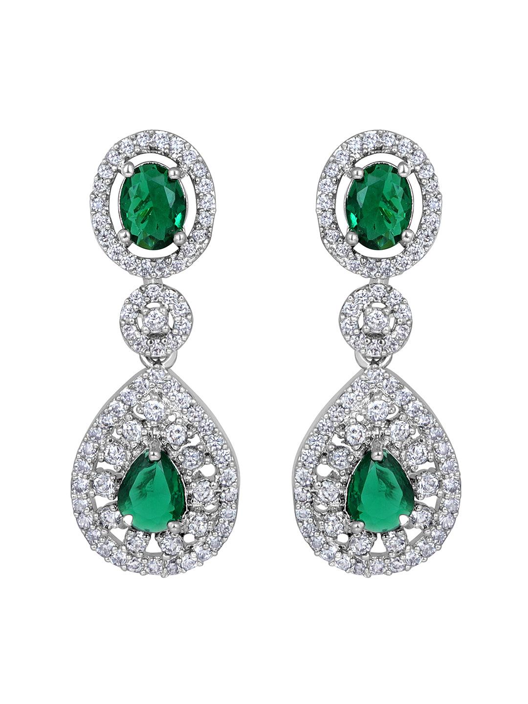 Emerald Elegance: Rhodium-Plated Choker & Earring Set - ASMITTA Jewellery