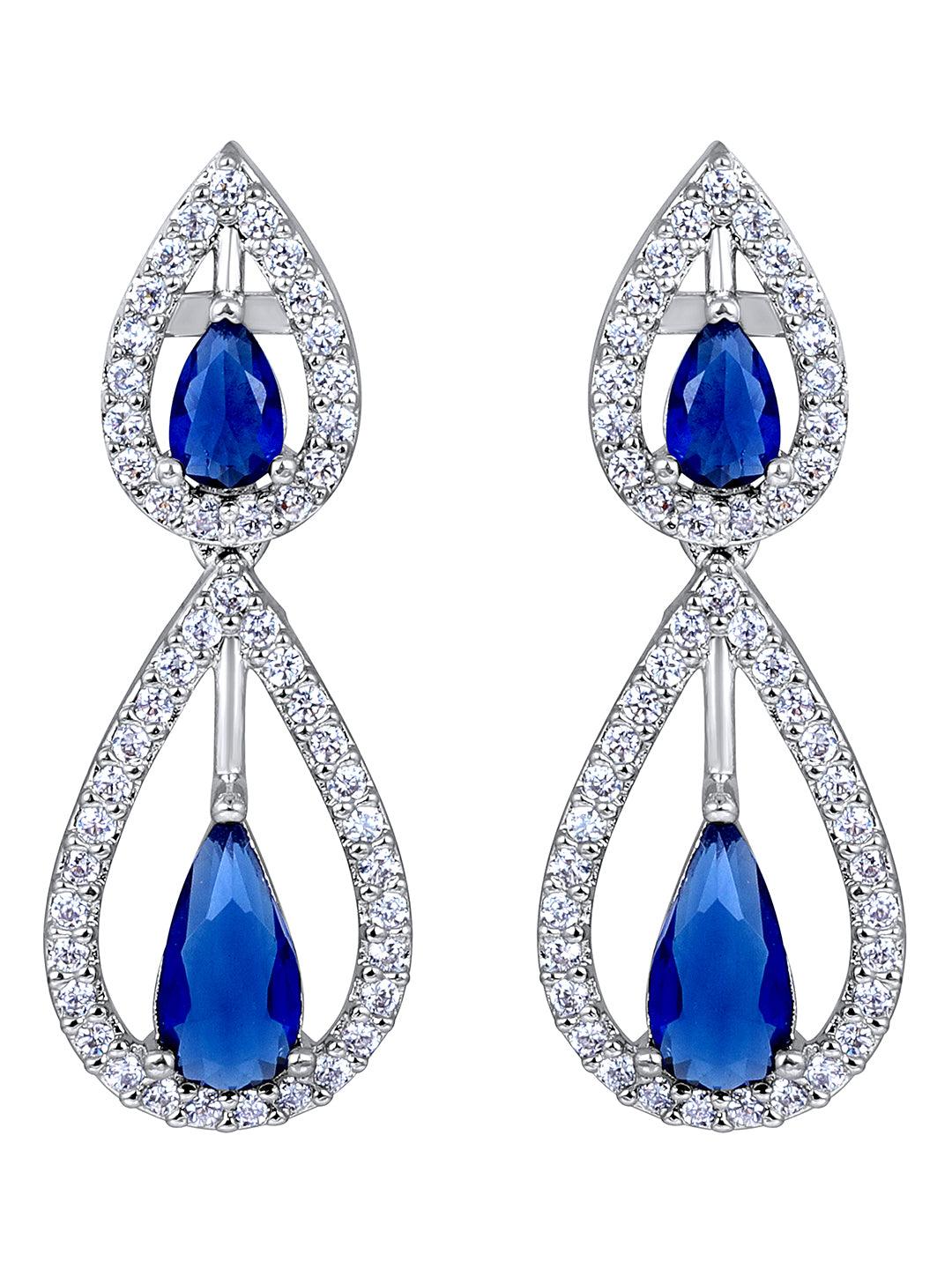 Midnight Radiance: Rhodium-Plated Choker & Earring Set - ASMITTA Jewellery